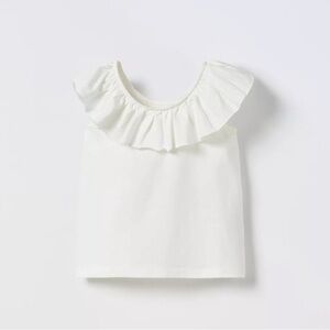 NWT Zara 9-12m ruffled sleeveless cotton top white